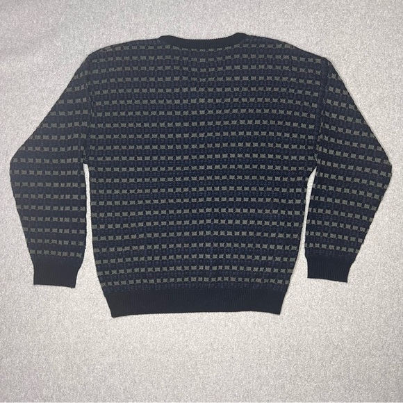 Vintage Jantzen Sweater Mens XXL V Neck Acrylic Pullover Blue Checkered Grandpa - Picture 3 of 10